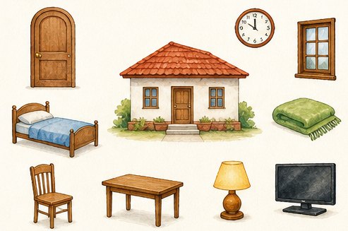 Illustrated at home scene