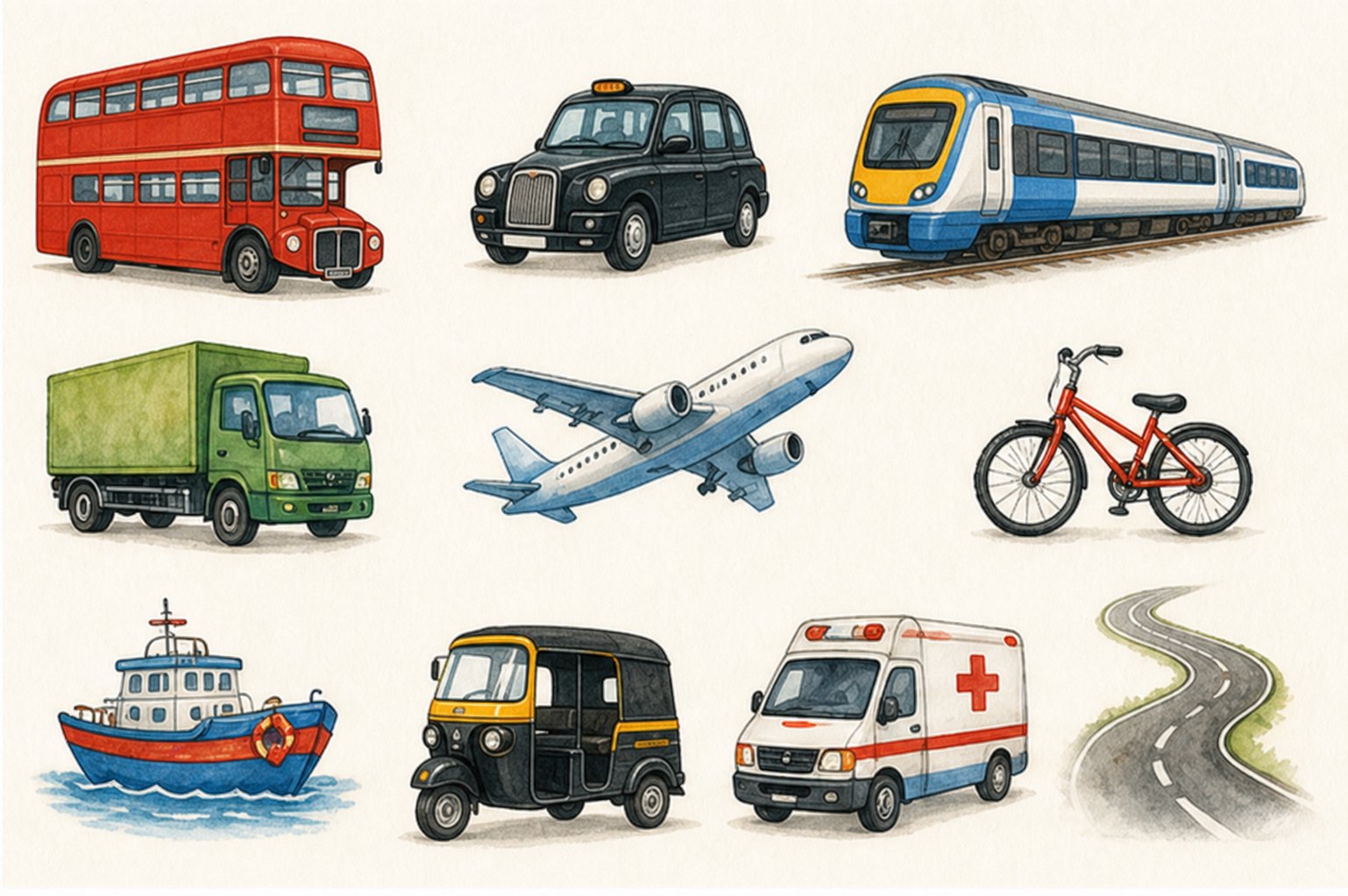 Illustrated things that go scene